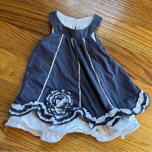 Isobella & Chloe layered slate blue and white top size 2T